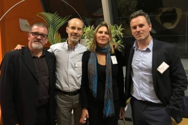 Les quatre fondateurs de l’Observatoire du Commerce Connecté : Richard Compte, Nicolas Massy, Régine Vanheems et Frédéric Patry. (crédit : B.L.)