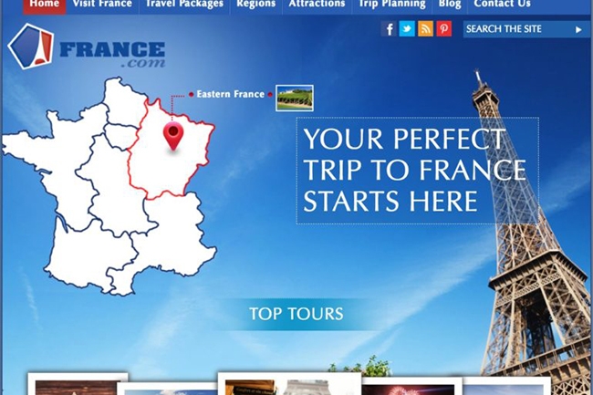 Avant d'tre redirig vers France.fr, le site France.com proposait aide et conseils aux touristes visitant lHexagone. (Crdit : D.R.)