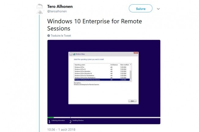 Une option RDS multisession d'accs  distance dcouverte sur l'image disque de la build 17713 de Windows 10 Enterprise. (Crdit : Tero Alhonen, de Svenska Handelsbanken AB)