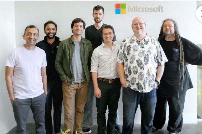 Avec l'acquisition de Lobe (ci-dessus, l'quipe de la start-up et son CEO Mike Matas 3e en partant de la gauche), Microsoft entend dmocratiser laccs au deep learning. (Crdit : D.R.)