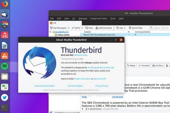 Thunderbird 60 renat avec une meilleure prise en charge de Gmail, une interface revisite et un renforcement de la scurit. Crdit. D.R. 