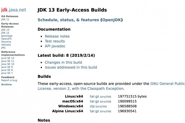 Des builds du JDK 13 pour Linux, MacOS et Windows peuvent tre tlcharges en accs anticip. (Crdit : Oracle)