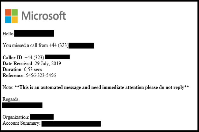 La campagne de phishing s'appuie sur des faux messages vocaux pour inciter les utilisateurs  aller sur un faux site. (Crdit Photo: McAfee)