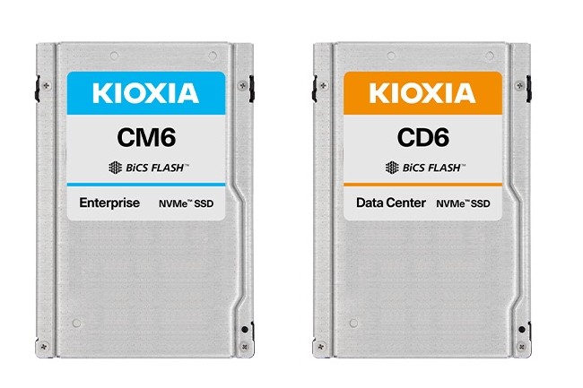 Avec des capacits maximales de 12 et 30 To, les SSD CM6 et CD6 se destinent aux serveurs et baies de stockage haut de gamme. (Crdit Kioxia)