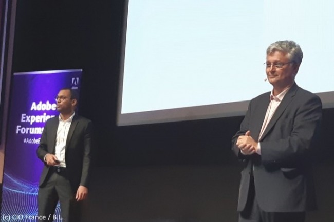 Florian Afeli, senior group marketing automation manager chez Euler Hermes ( gauche), et Grgoire Michel, directeur associ chez AWE ( droite), ont dtaill leur projet  linvitation de lditeur Adobe le 26 fvrier 2020  Paris.