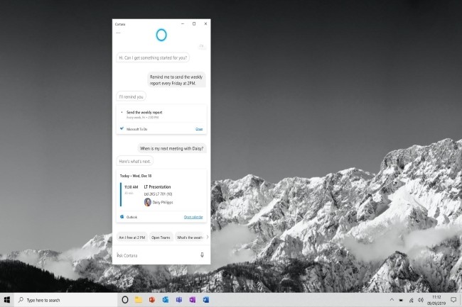 Microsoft va rorienter Cortana vers une aide  la productivit, mais la version teste comporte pas mal de lacunes. (Crdit Photo : Microsoft)