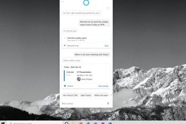 Microsoft a rabattu l'usage de son assistant conversationnel Cortana vers la sphre professionnelle. (crdit : D.R.)