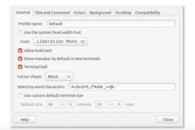 Dans ses prfrences, l'mulateur gnome-terminal ne se borne pas  80 caractres et permet diffrentes configurations. (Crdit : Linuxcommand.org)