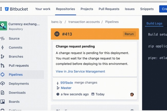 Pour Atlassian, Jira Service Management rsulte de la vision qu'une plateforme supportant la totalit de l'exprience IT est la meilleure faon de garantir la satisfaction des clients. Ci-dessus, BitBucket. (Crdit : Atlassian)