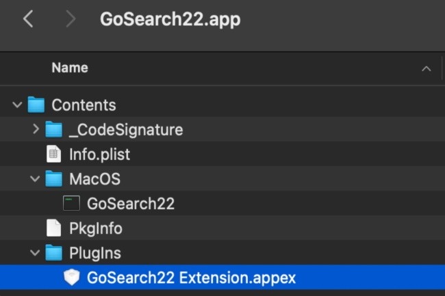 Une extension de l'adware GoSearch22 a t spcifiquement redvelopp pour cibler les Mac M1. (Crdit Photo: Patrick Wardle)