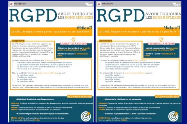Deux fiches structurées et pratiques pour plus facilement appliquer le RGPD.