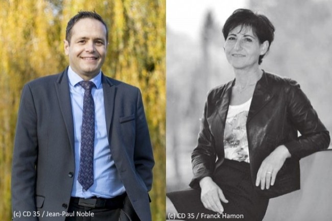 Benot Moraillon, directeur des systmes numriques de lIlle-et-Vilaine et Mona Izabelle, dlgue gnrale  la transformation, ont tmoign sur la feuille de route numrique du dpartement.