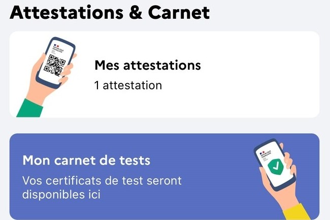 La fonctionnalit Carnet permettra d'ajouter des certifications de test et de vaccination dans l'app TousAntiCovid en flashant le QR-code. (Crdit : TousAntiCovid)