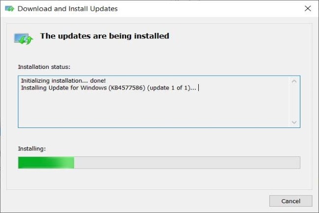 La mise à jour KB4577586 va être intégrée dans les prochains updates Windows 10 avant d'être obligatoirement inclue avec le Patch Tuesday de juillet 2021. (Crédit Photo : DR) 