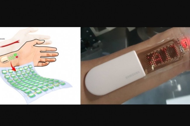 Samsung d�veloppe une technologie d'�cran OLED int�grable dans un moniteur de fr�quence cardiaque. (cr�dit : Samsung)