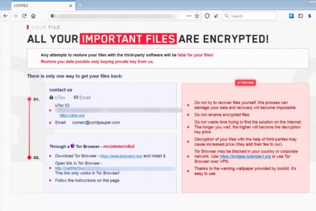 Lors du cryptage des fichiers par Lockfile, le ransomware ajoute l'extension .lockfile aux noms des fichiers cryptés.
