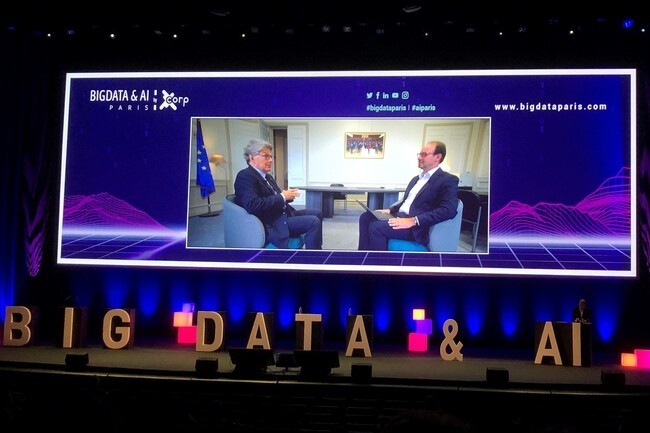 Thierry Breton inaugurait - virtuellement - l'édition 2021 du salon Big Data pour discuter des projets de la Commission européenne. (Crédit : DR)