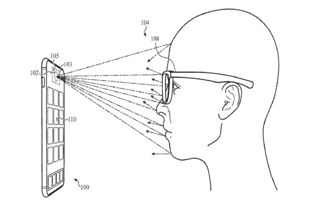 Apple a d�pos� un brevet pour une fonctionnalit� de confidentialit� permettant aux seuls possesseurs de lunettes de voir le contenu d'un iPhone. (Cr�dit Photo: USPTO)