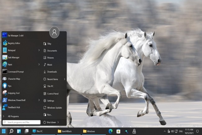 Avec l'application StartAllBack, il est possible de retrouver le menu démarrer et la barre des tâches de Windows 10 dans Windows 11. (Crédit Photo: DR)