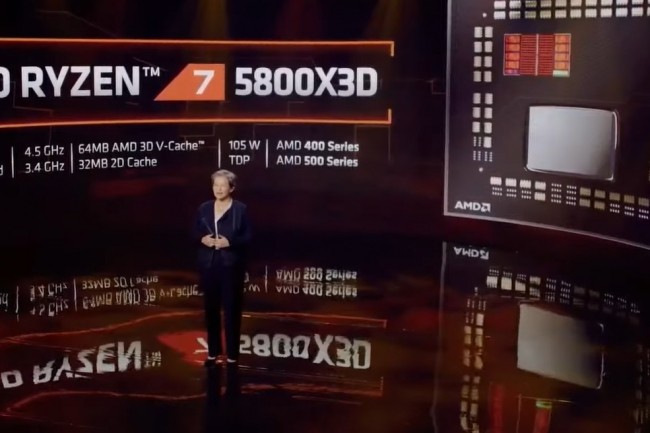 Avec sa dernière puce Ryzen 7 5800X3D, la CEO d'AMD Lisa Su espère bien tenir la dragée haute face au processeur Alder Lake Core i9-12900K d'Intel. (crédit : AMD)