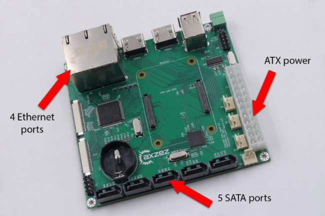 Le module Axzez apporte plusieurs ports pour la carte-mère Raspberry Pi CM4. (Crédit Photo: Axzez)