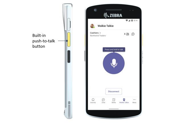 L'application Walkie-Talkie de Teams sera désormais disponible sur les appareils Nokia, Zebra, Crosscall et HMD Global. (Crédit Microsoft)