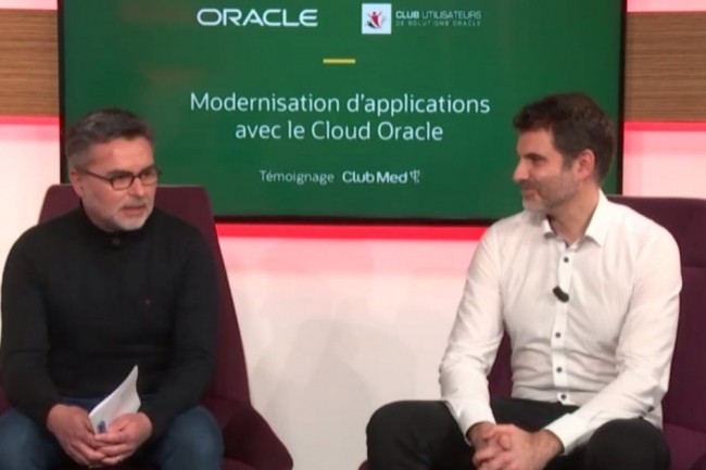 De gauche à droite, Pierre Deparis, responsable applications métier support (finance/RH) et Jérémy Eudeline, manager SI financier au Club Med, ont témoigné sur leur projet HomAIR, réalisé avec le cloud et la plateforme APEX d’Oracle.