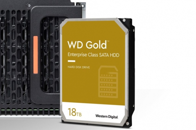 Le WD Gold 18 To que nous avons testé est un disque dur 3,5 pouces de type CMR doté d’une interface SATA 6 avec 512 Mo de cache et une vitesse de rotation calibrée à 7200 t/m. (Crédit WD)