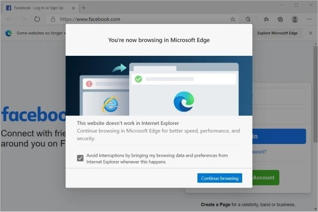 Microsoft rappelle que le 15 juin le support d'IE sera terminé et que la migration vers Edge est fortement recommandée. (Crédit Photo : Microsoft)
