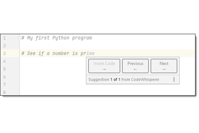 L'assistant au codage CodeWhisperer d'AWS est lancé en mode preview. (Crédit Photo: AWS)