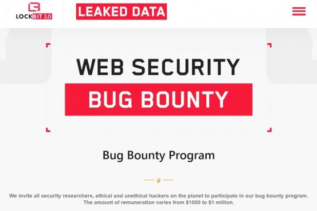 Le cybergang Lockbit prévoit de rémunérer jusqu'à 1 million de dollars les chasseurs de bugs. (crédit : D.R.)