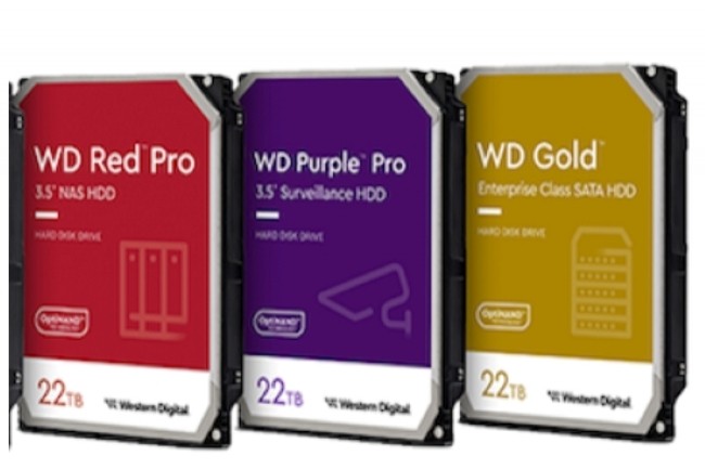 Les disques durs 22 To Red Pro, Purple Pro et Gold sont obtenus en mode CMR. (Crédit Photo : Western Digital)