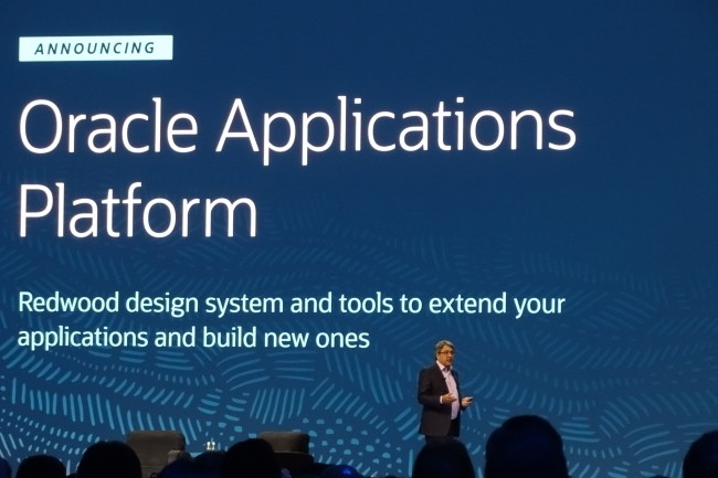 Steve Miranda, vice-président exécutif Application Development chez Oracle a présenté Application Platform pour développer des applications au sein de Cloud Fusion ERP. (Crédit Photo: JC)