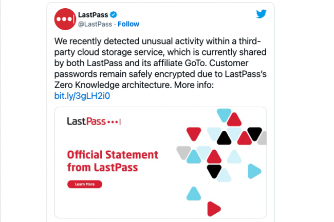 Communication de crise pour LastPass, obligé d'admettre que des parties de son code source ont été dérobées en aout dernier. (Crédit S.L.)