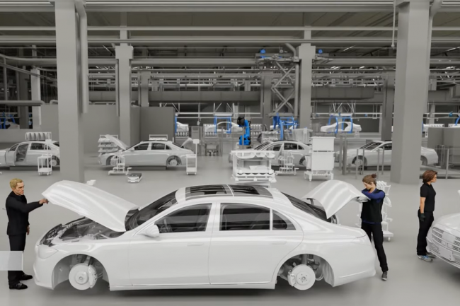 Avec le digital twin, Mercedes-Benz adopte une approche numrique de la production de vhicules. (Crdit : Nvidia)