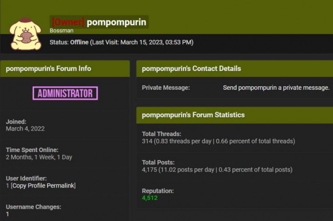 Pompompurin, administrateur du site de ventes de données piratées RaidForums, a été arrêté le 15 mars 2023 à son domicile de Peekskill à New York. (crédit : D.R.)
