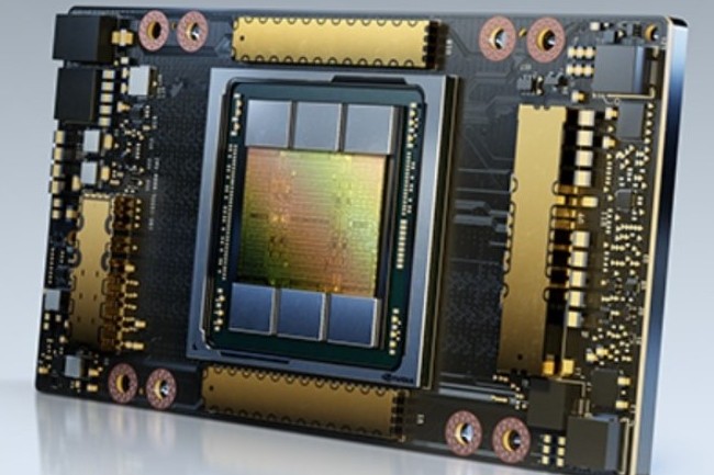 Avec ses 54 milliards de transistors, la puce A100 fournit plus d'une opération Peta par seconde selon Nvidia. (Crédit Nvidia)