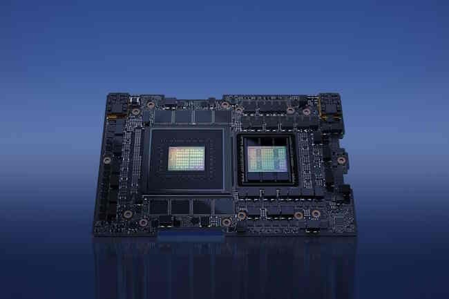 A l'occasion du Computex, Nvidia a annoncé la mise en production de son accélérateur GH200 à destination des entraînements des IA génératives. (crédit : Nvidia)