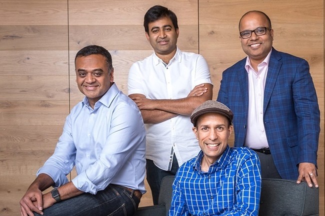 Rubrik, co-fondé par, (de gauche à droite debout) Arvind Nithrakashyap, Soham Mazumdar, Bipul Sinha et Arvind Jain (assis), aurait mobilisé un pool bancaire en vue d'une prochaine IPO. (Crédit Photo : Rubrik)