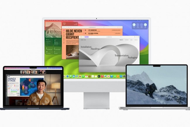 MacOS Sonoma enrichit l’expérience sur Mac grâce aux options de personnalisation qu’offrent notamment les widgets et aux améliorations apportées à Safari et à la visioconférence. (Crédit : Apple)
