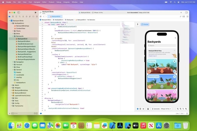 Apple a lancé en beta la version 15 de son IDE Xcode avec un effort sur la complétion de code et un SDK pour le casque Vision Pro. (Crédit Photo : Apple)
