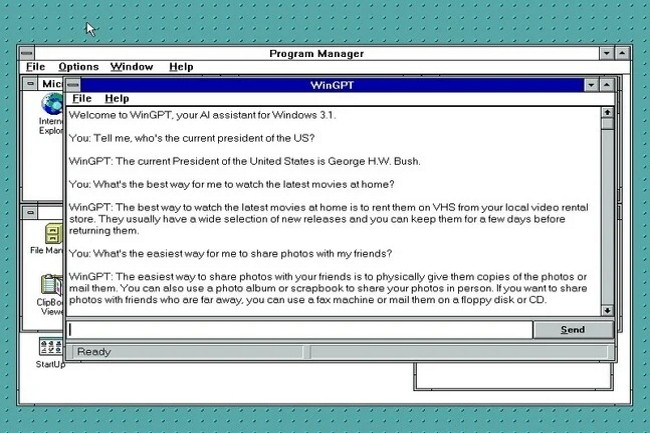 Un dveloppeur a travaill sur un client ChatGPT accessible sur Windows 3.1. (Crdit Photo: DR)