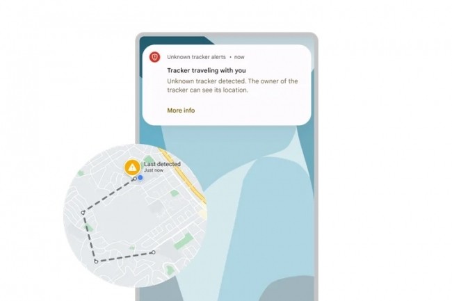 Les alertes de suivi inconnues fonctionnent actuellement avec Apple AirTags mais Google prévoit d'étendre la fonction à d'autres types de traceurs. (Crédit : Google)