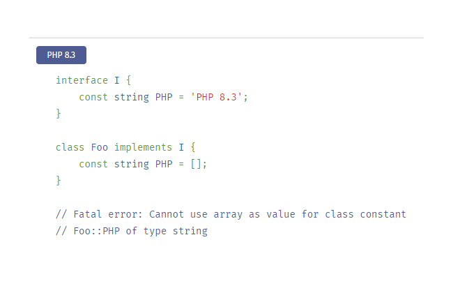 La version PHP 8.3 apporte son lot de nouveautés notamment sur les constantes de classe. (Crédit Photo: PHP Group)