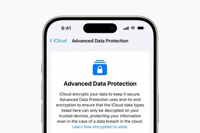 Le chiffrement de bout en bout s'étend progressivement dans les solutions, comme ici avec Apple qui propose Advanced Data Protection pour iCloud où les utilisateurs ont le choix de protéger davantage les données iCloud importantes, même en cas de violation de données. (Crédit : Apple)