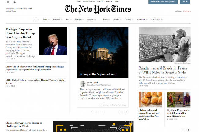 Le New York Times poursuit en justice Microsoft et OpenAI pour avoir viol les droits d'auteur de plusieurs millions d'articles. (crdit : New York Times)