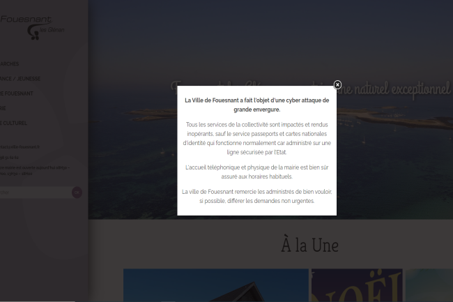 La ville de Fouesnant et la communaut de communes du pays Fouesnantais a vu la quasi totalit de ses services bloqus par une cyberattaque. (Crdit Photo; DR)
