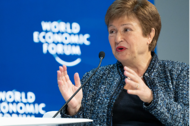 Kristalina Georgieva, directrice générale du FMI, a alerté sur les risques d'aggravation de la fracture numérique engendrés par l'IA en amont du Forum économique mondial de Davos. (Crédit WEF)