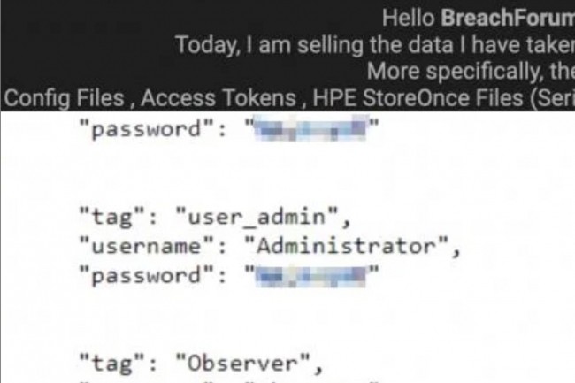Des données HPE seraient en vente sur le dark web suite à un piratage ayant visé HPE. (crédit : Bleeping Computer)