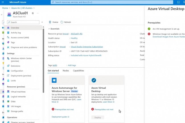 « Si vous utilisez déjà Azure Virtual Desktop sur Azure, vous pouvez étendre votre déploiement à votre infrastructure locale pour mieux répondre à vos besoins en matière de performances ou de localisation des données », indique Microsoft à propos du support VDI local sur Azure Stack HCI. (crédit : Microsoft) 